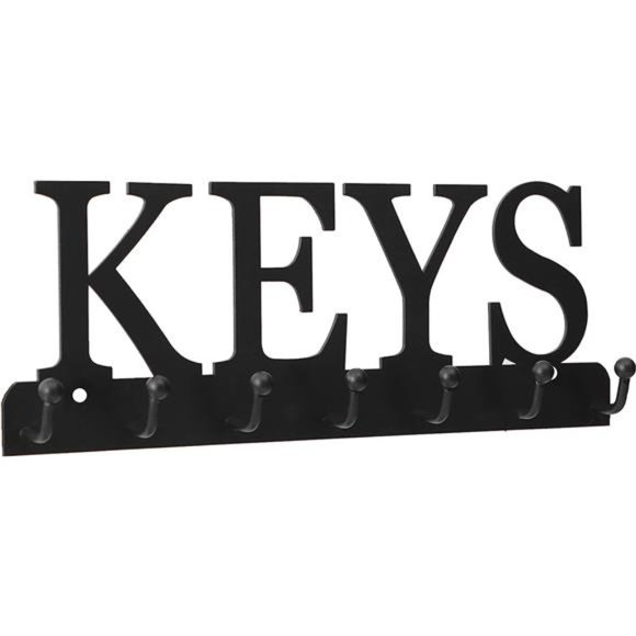 Key Holder Wall Mounted Key Hooks for Wall Decorative with 7 Hooks Black Metal - Picture 5 of 6